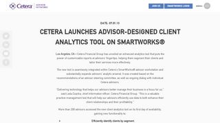 
                            6. Cetera Launches Advisor-Designed Client Analytics Tool on ... - Smartworks Login
