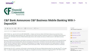 
                            9. C&F Bank Announces C&F Business Mobile Banking With I ... - Www Cffc Com Online Banking Portal