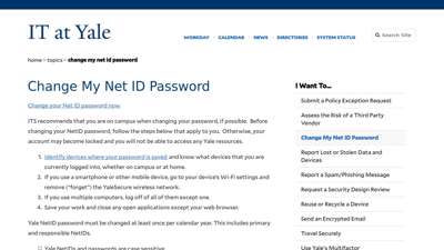Change My Net ID Password  Cybersecurity at Yale