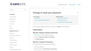 
                            4. Change or reset your password - CareZone Help Center - Carezone Portal