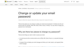 
Change or update your email password - Office Support  
