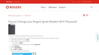
                            7. Change WiFi Password for Rogers Ignite Modem - Rogers - Rogers Wireless Modem Portal