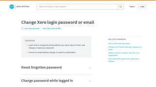 
Change Xero login password or email - Xero Central  
