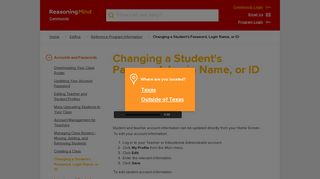 
                            5. Changing a Student's Password, Login Name, or ID ... - My Reasoning Mind Portal