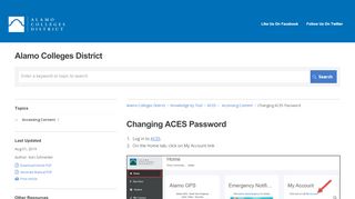 
Changing ACES Password | ACES | Alamo Colleges District  
