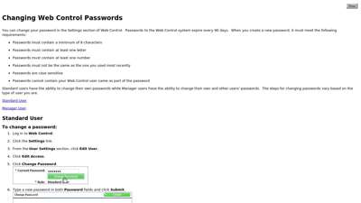 Changing Web Control Passwords