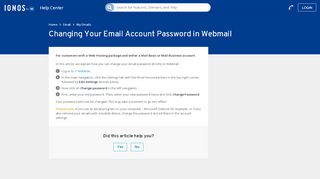 
Changing Your Email Account Password in WebMail - IONOS ...  
