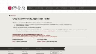 Chapman University Application Portal - Admission - Chapman Admissions Portal