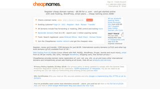Cheap Domain Names $4.99 .com promo @cheapnames