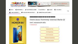 Check Anna University Internal Marks @ coe1.annauniv.edu ... - Anna University Internal Marks 2017 Student Portal Page