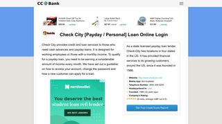 Check City [Payday / Personal] Loan Online Login - CC Bank - Check City Member Portal