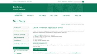 
                            1. Check Freshmen Application Status | University of South Florida - Usf Admission Portal