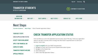 
                            2. Check Transfer Application Status | University of South Florida - Usf Admission Portal