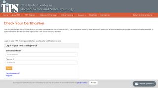 
                            6. Check You TIPS Status | TIPS | GETTIPS.com - Tips Alcohol Training Portal
