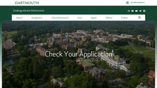 
                            1. Check Your Application | Dartmouth Admissions - Dartmouth Applicant Portal
