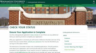 
                            1. Check Your Status - Undergraduate Admissions | Binghamton University - Binghamton Admissions Portal