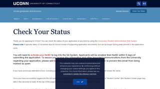 
                            7. Check Your Status | Undergraduate Admissions - UConn ... - Student Uconn Portal
