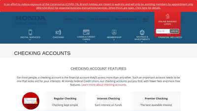 Checking Accounts - Honda FCU
