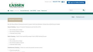 
                            7. Checking Accounts – Lassen Credit Union - Lassen Credit Union Online Banking Portal
