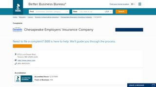 
Chesapeake Employers' Insurance Company | Complaints ...  
