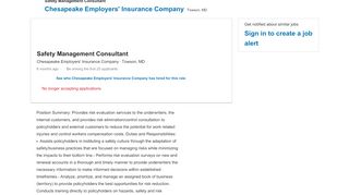 
Chesapeake Employers'​ Insurance Company hiring Safety ...  
