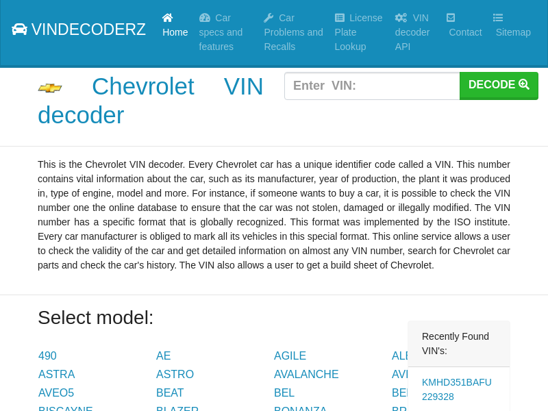 
                            7. Chevrolet VIN decoder - Lookup and check Chevrolet VIN ...