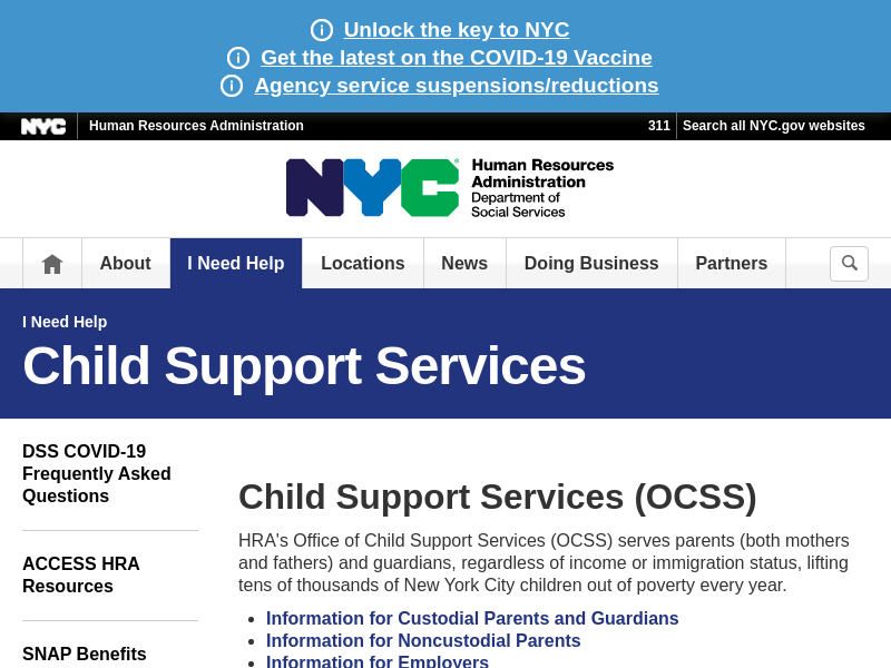 Child Support Services - HRA - New York City