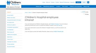 Children's Hospital employee intranet  Children's Wisconsin