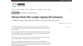 
Chrisco fined after caught ripping off customers - News.com.au  
