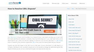 
CIBIL Dispute Resolution - How to Raise & Resolve CIBIL ...  
