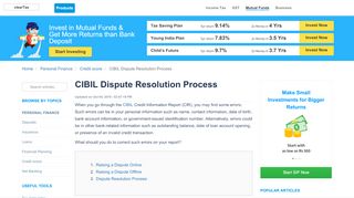 
CIBIL Dispute Resolution Process - Raising a Dispute Online ...  
