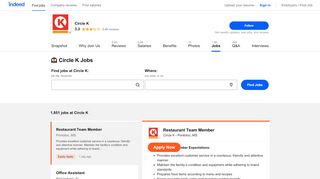 
                            9. Circle K Jobs and Careers | Indeed.com - Circle K Jobs Portal