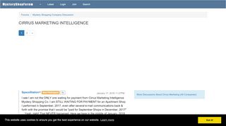 
                            6. cirrus marketing intelligence - Mystery Shopping Forum - Cirrus Shopper Portal