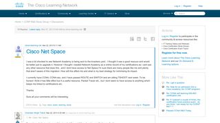 
                            3. Cisco Net Space - 54276 - The Cisco Learning Network - Cisco Netspace Sign Up