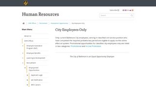 
                            1. City Employees Only - Human Resources - City of Baltimore - Baltimore City Employee Portal
