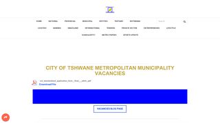 
City of Tshwane Metropolitan Municipality Vacancies - GovPage  
