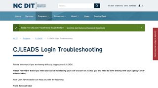 CJLEADS Login Troubleshooting | NC Information Technology - Cjleads Portal
