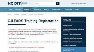 CJLEADS Training Registration | NC Information Technology - Cjleads Portal