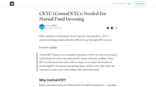 
                            3. CKYC (Central KYC): Needed For Mutual Fund Investing - Ckyc Identifier Portal