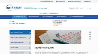 
                            7. Claims & Eligibility - VNSNY CHOICE Health Plans - Vns Choice Medicare Provider Portal