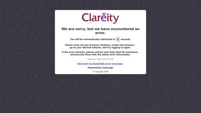 Clareity - Identity Provider Error