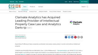 
                            5. Clarivate Analytics has Acquired Leading Provider of ... - Dartsip Login