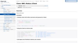 
                            7. Class: BBC::Redux::Client — Documentation for bbcsnippets ... - Bbc Redux Login