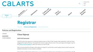 
                            6. Class Signup | CalArts - Class Sign Up
