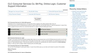 
                            6. CLC Consumer Services Co. Bill Pay, Online Login, Customer ... - Clc Consumerservices Com Portal