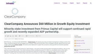 
                            8. ClearCompany Announces $60 Million in Growth Equity ... - Clear Company Portal