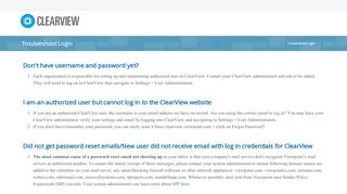 
ClearView > Troubleshoot Login  
