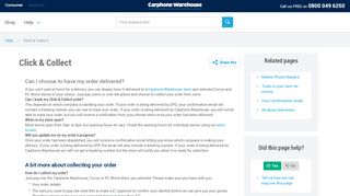 
                            6. Click & Collect - Carphone Warehouse Help and Support - Carphone Warehouse Track My Repair Portal