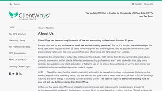 
                            2. ClientWhys CPE Learning Center - About Us – TaxCPE - Clientwhys Portal