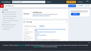 
                            8. ClientWhys, Inc. - Overview | Crunchbase - Clientwhys Portal